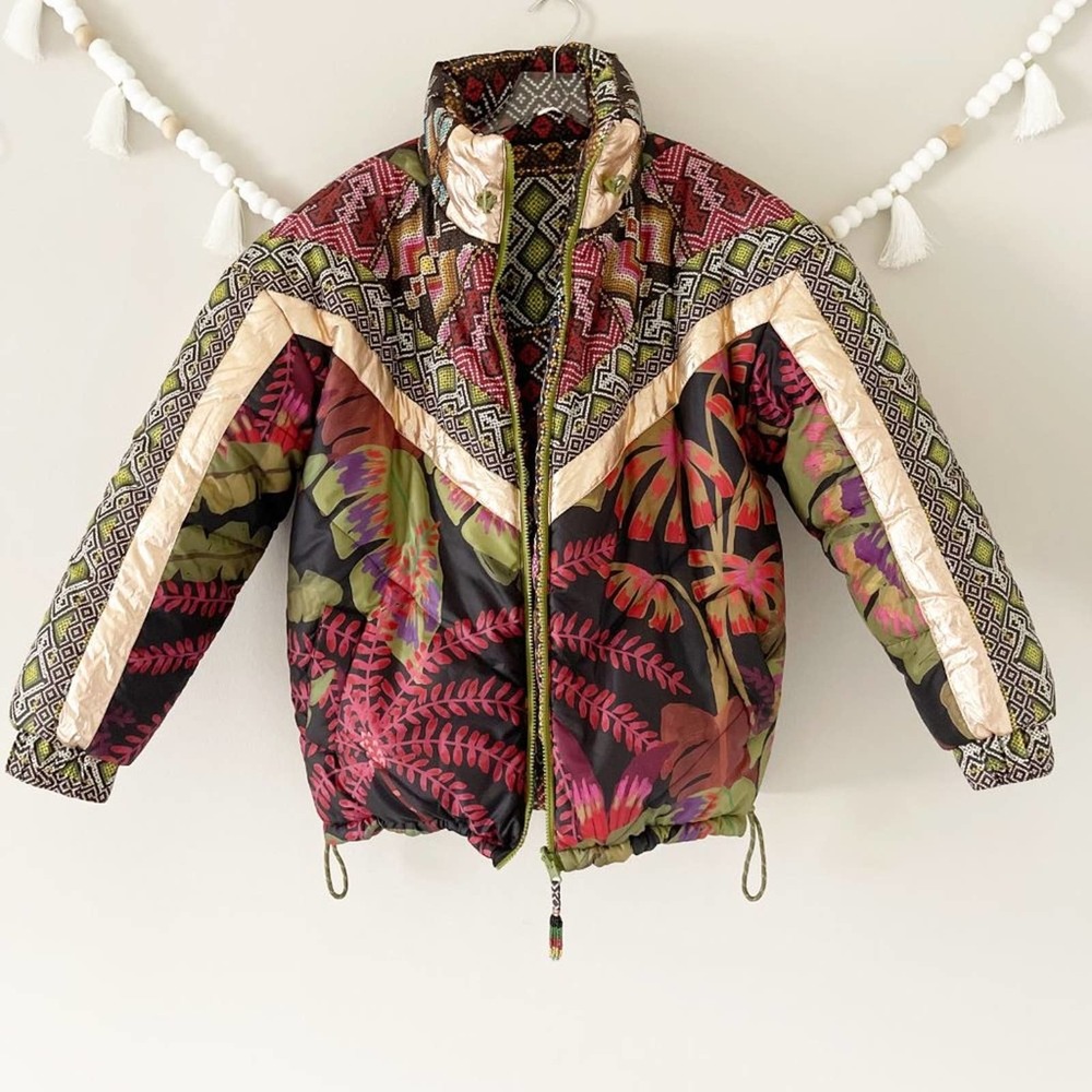 FARM RIO Tropical Rauti Reversible Metallic Puffer Jacket